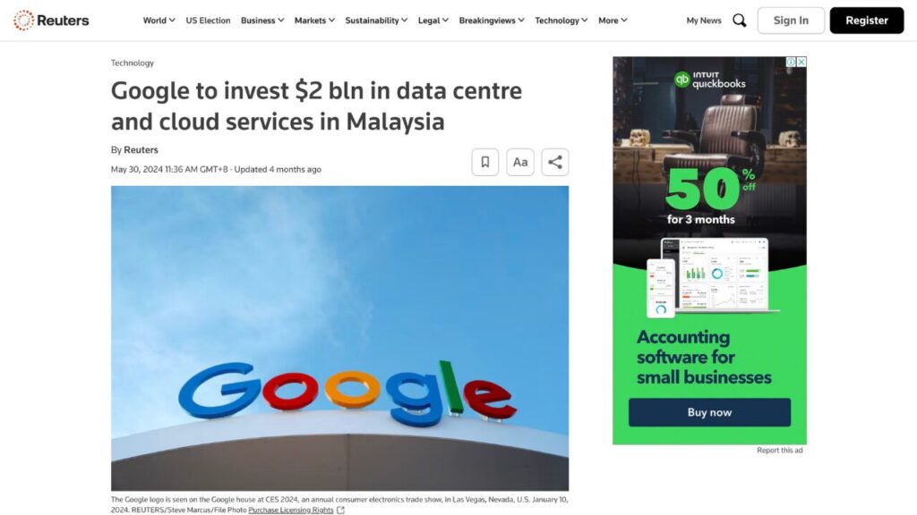 Google マレーシア データセンター クラウドサービス 投資 マレーシア不動産投資