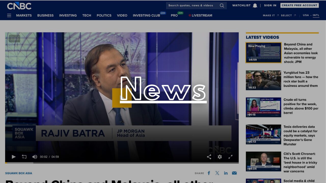 【JPモルガン分析評価】エネルギーショックに対して、マレーシア・中国以外のアジア経済は脆弱