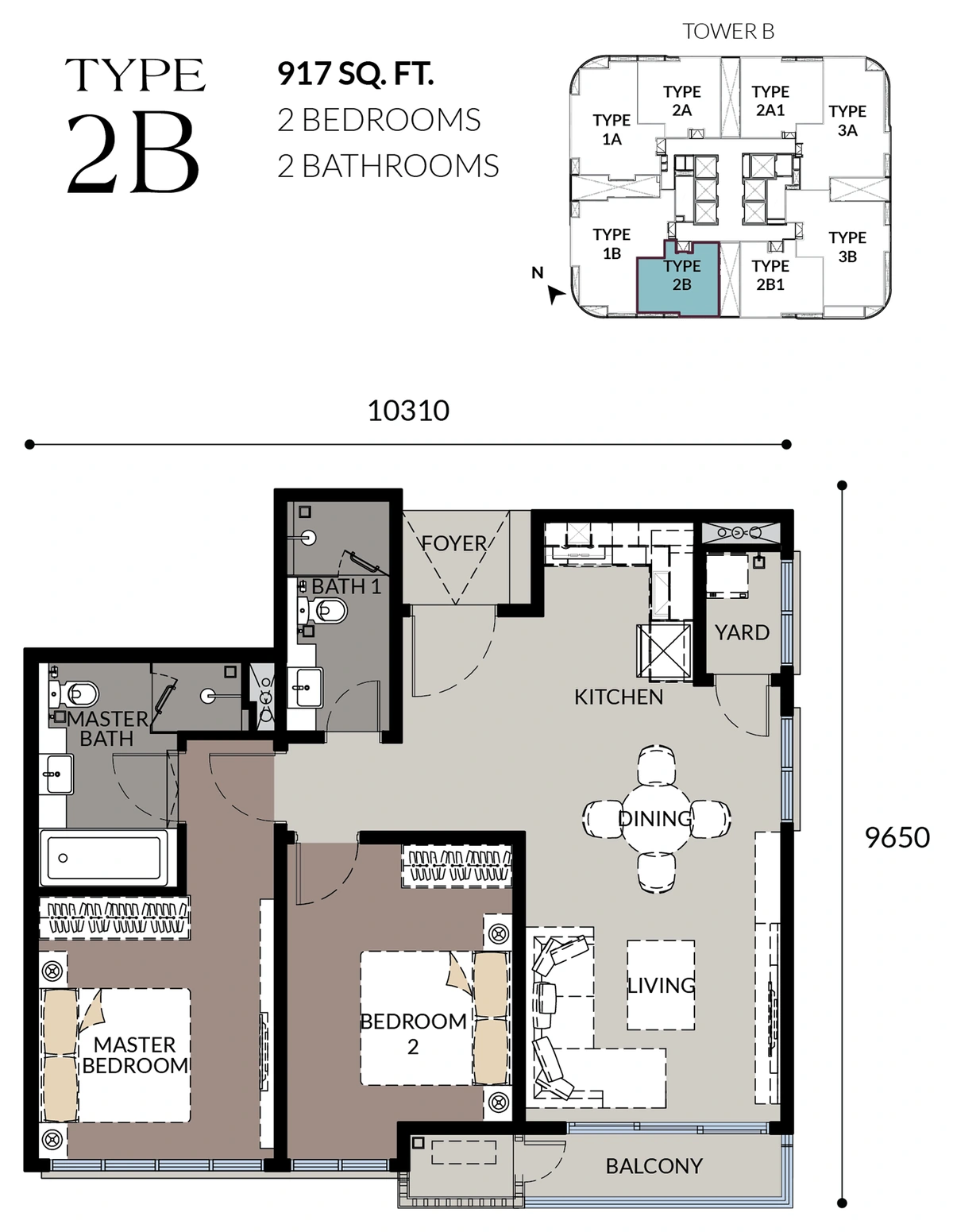 【2028年完成予定】Talisa II @ Bangsar Hill Park (タリサ ツー @バンサーヒルパーク) TYPE 2B 間取り図 / Floor plan