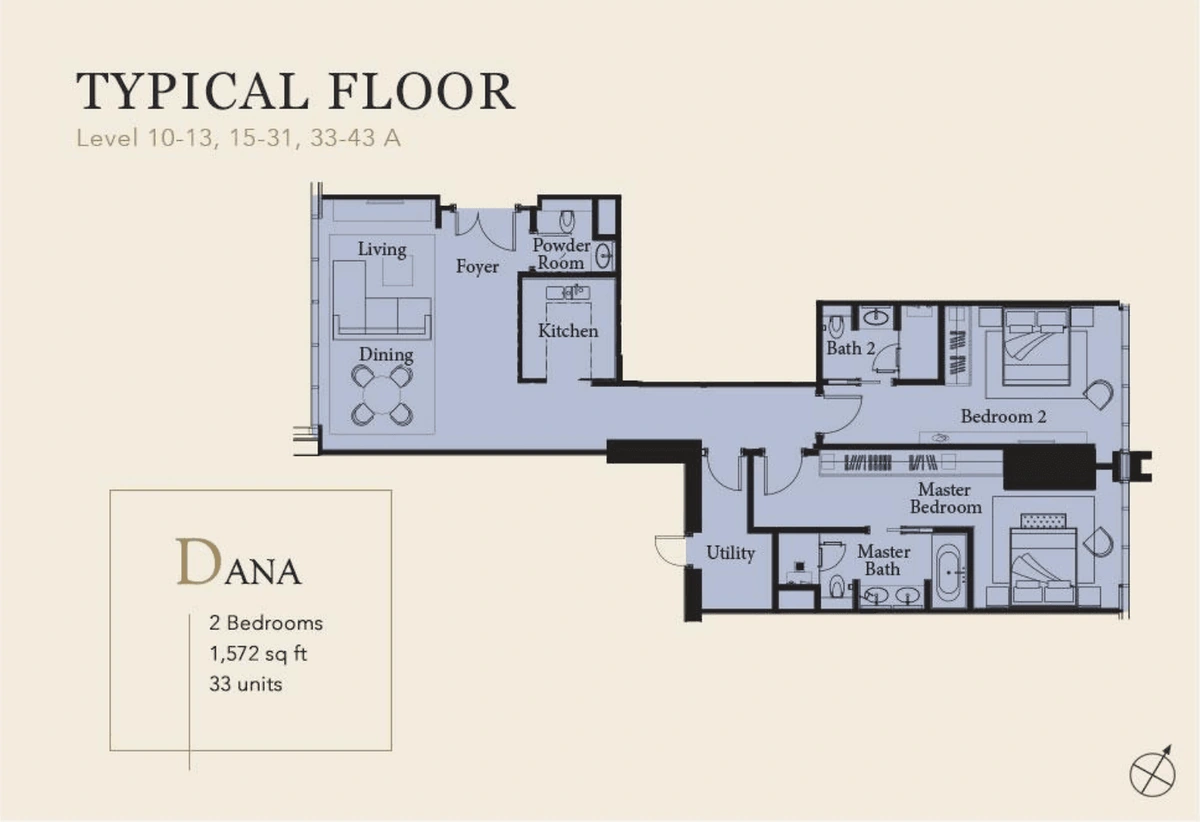 THE RITZ-CARLTON RESIDENCES (ザ・リッツ・カールトン・レジデンス) Type D - Dana 間取り図 / Floor plan