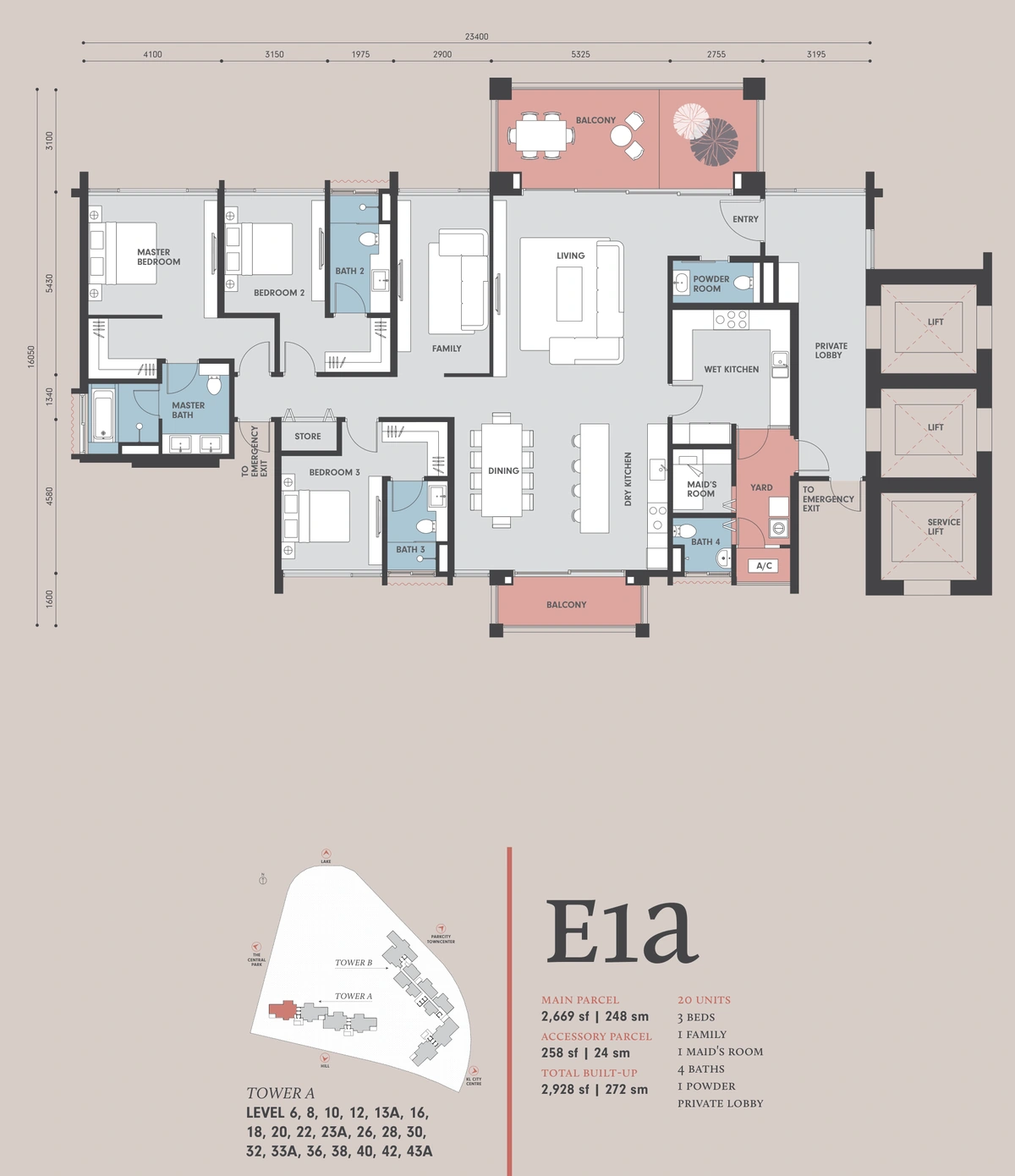 Park Regent @ Desa Parkcity（パークリージェント @ デサパークシティ） E1a 間取り図 / Floor plan