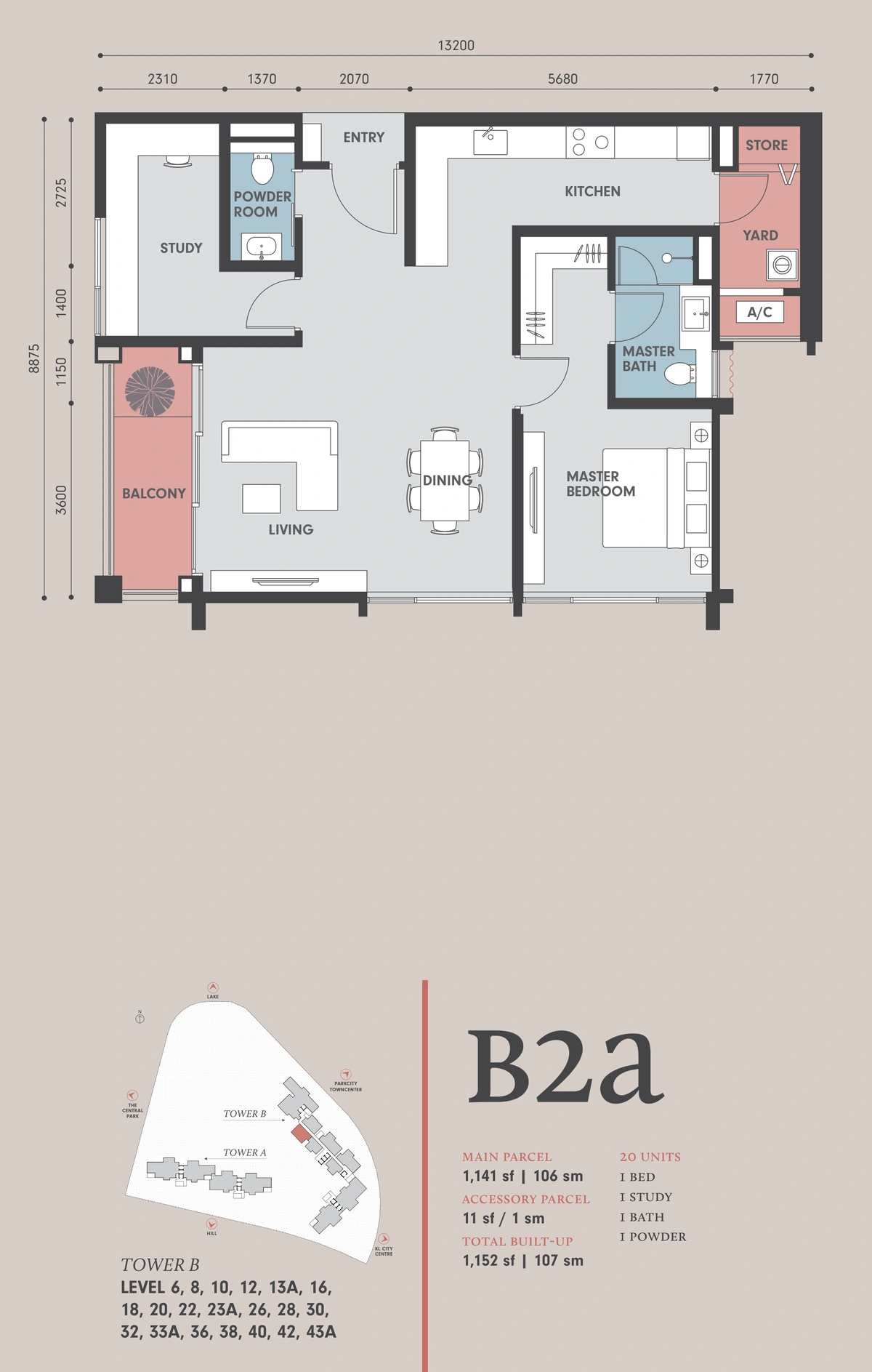 Park Regent @ Desa Parkcity（パークリージェント @ デサパークシティ） B2a 間取り図 / Floor plan