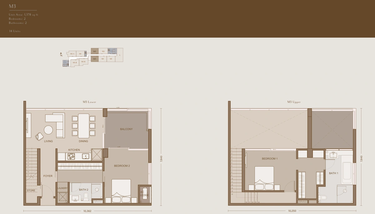 【2027年完成予定】One Eleven Menerung (ワン イレブン メネルン) TYPE M3 間取り図 / Floor plan