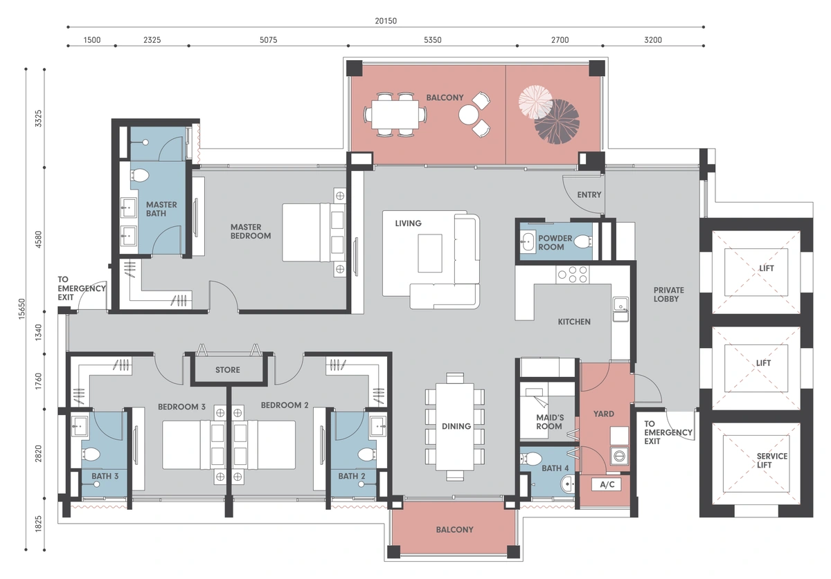 Park Regent @ Desa Parkcity（パークリージェント @ デサパークシティ） D2 間取り図 / Floor plan