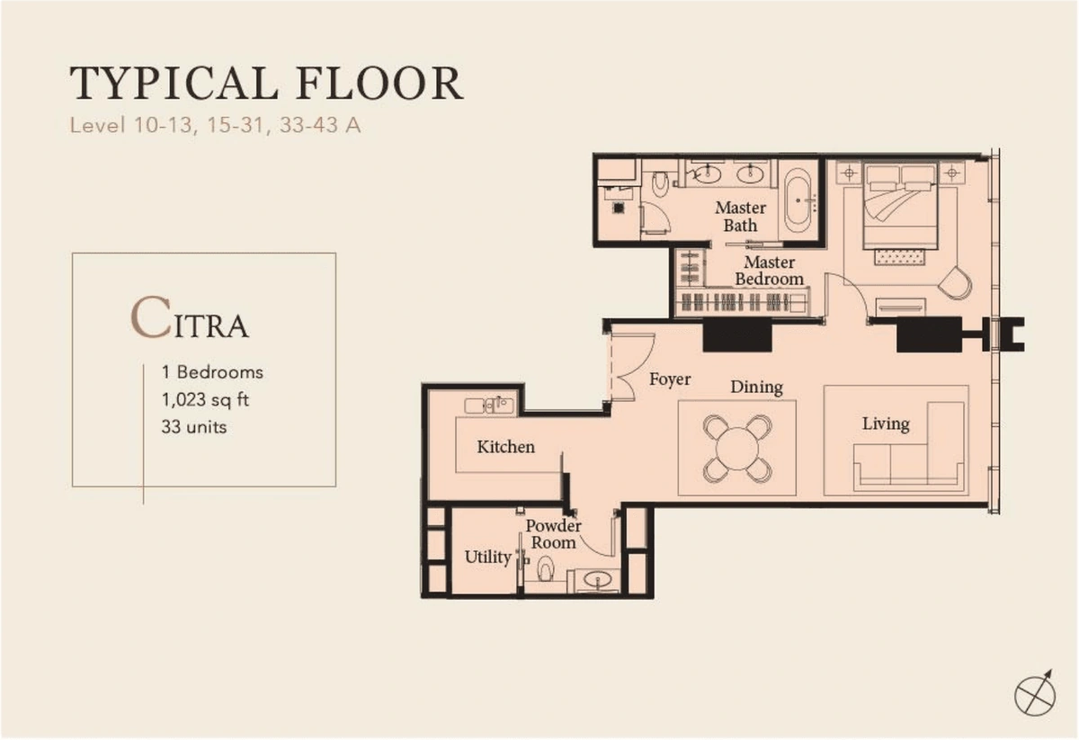 THE RITZ-CARLTON RESIDENCES (ザ・リッツ・カールトン・レジデンス) Type C - Citra 間取り図 / Floor plan