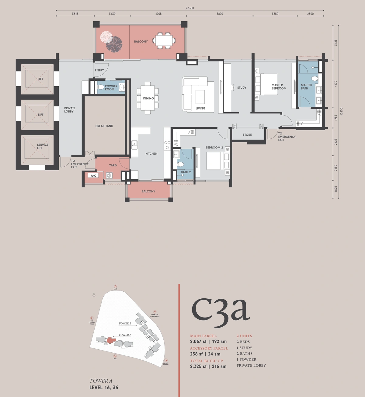 Park Regent @ Desa Parkcity（パークリージェント @ デサパークシティ） C3a 間取り図 / Floor plan