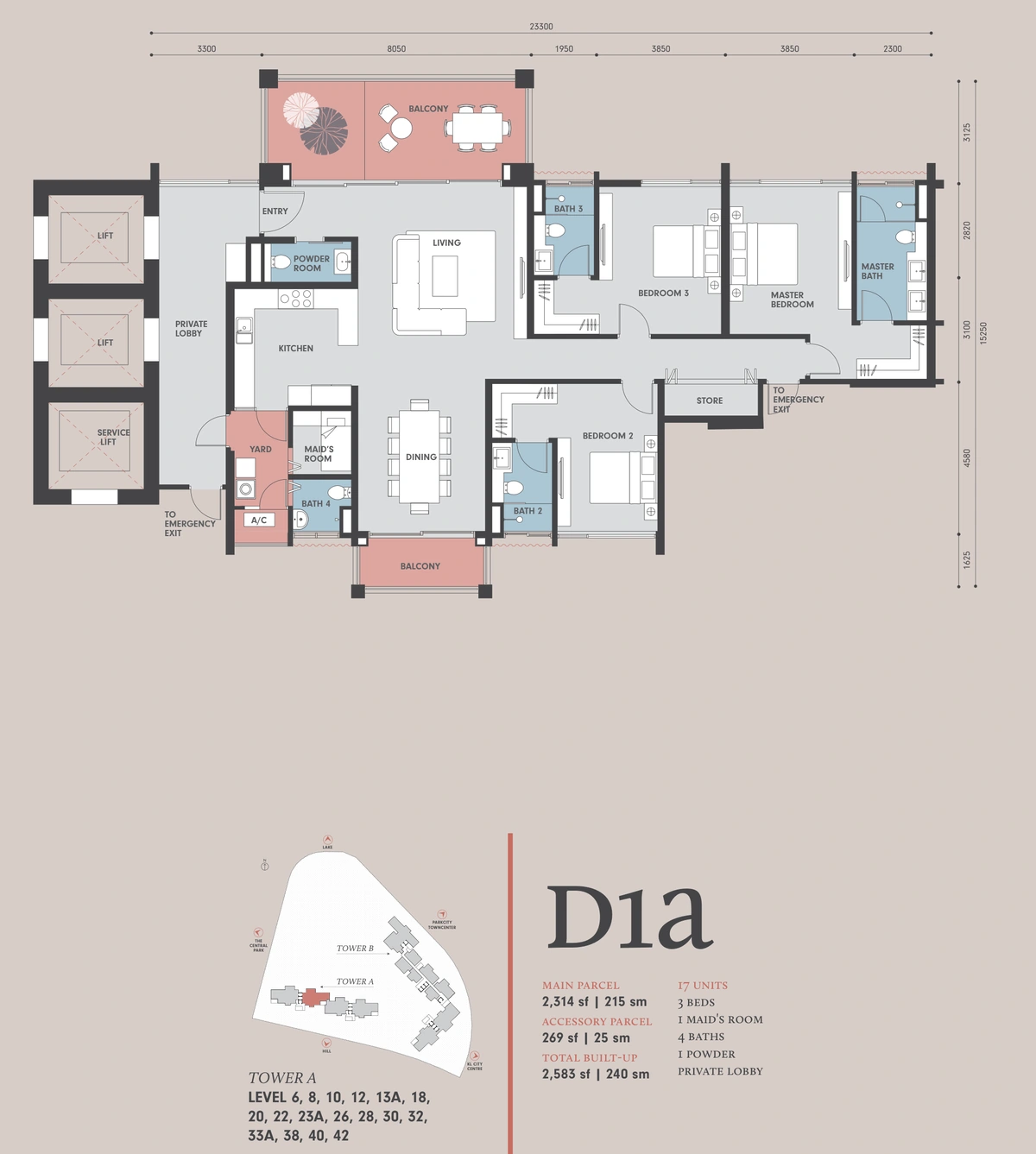 Park Regent @ Desa Parkcity（パークリージェント @ デサパークシティ） D1a 間取り図 / Floor plan
