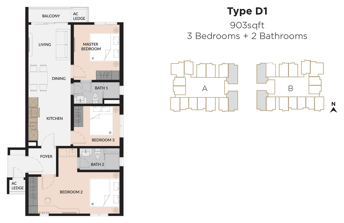 Laurel Residence (ローレル・レジデンス) Type D1 間取り図 / Floor plan