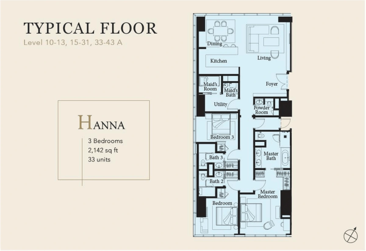 THE RITZ-CARLTON RESIDENCES (ザ・リッツ・カールトン・レジデンス) Type H - Hanna 間取り図 / Floor plan