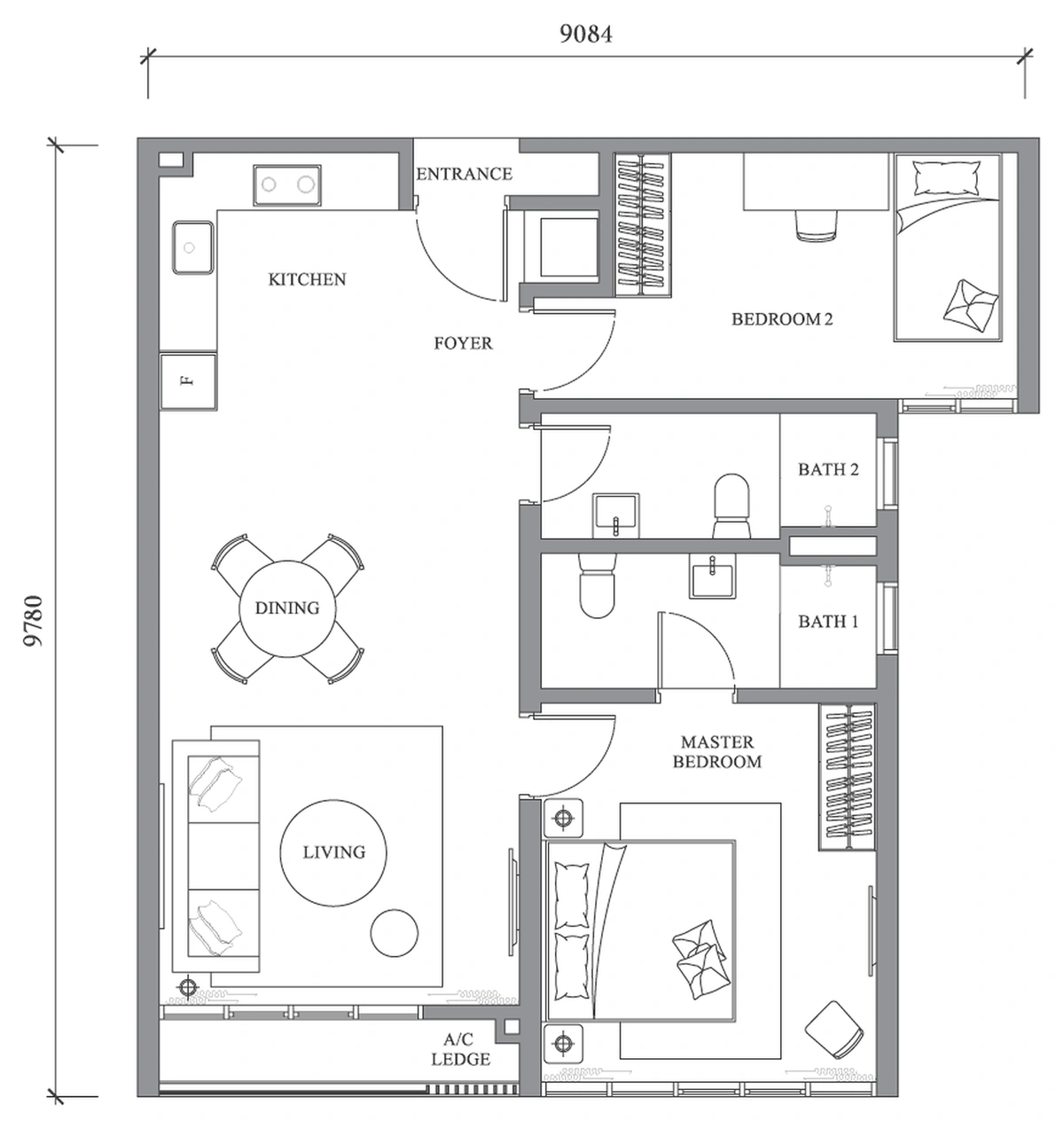 【2026年完成予定】River Park Bangsar South (リバー・パーク・バンサー・サウス) TYPE A1 間取り図 / Floor plan