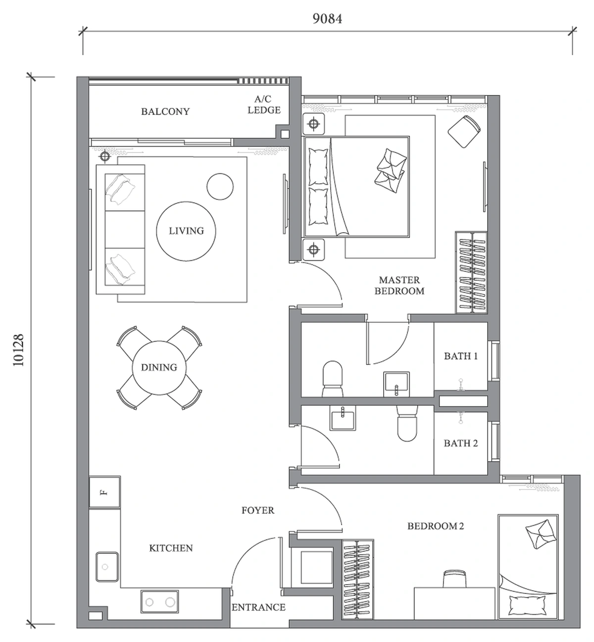 【2026年完成予定】River Park Bangsar South (リバー・パーク・バンサー・サウス) TYPE A3 間取り図 / Floor plan