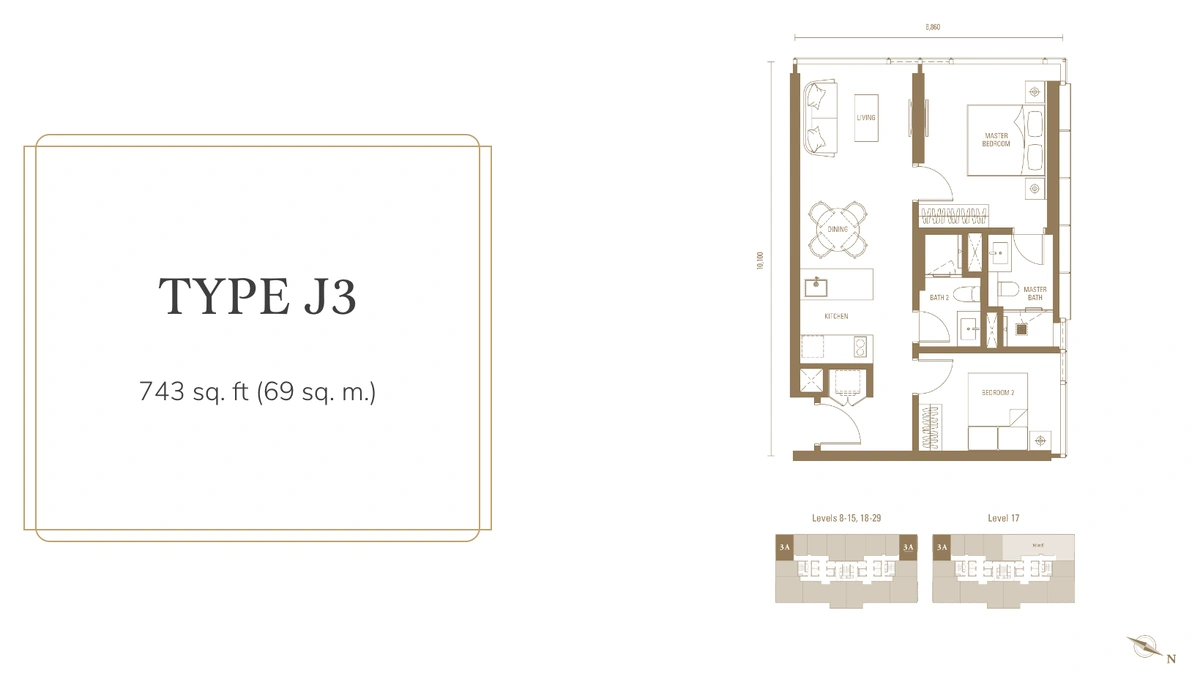 【2029年完成予定】PAVILION DAMANSARA HEIGHTS Royal Suites (パビリオンダマンサラハイツ ロイヤル・スイート) J3 間取り図 / Floor plan