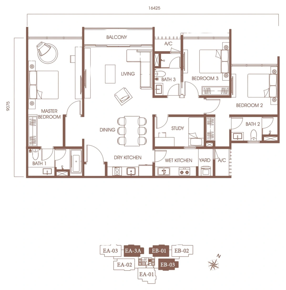 Pavilion Embassy OXFORD (パビリオンエバシー オックスフォードレジデンス) Tower E TYPE A 間取り図 / Floor plan