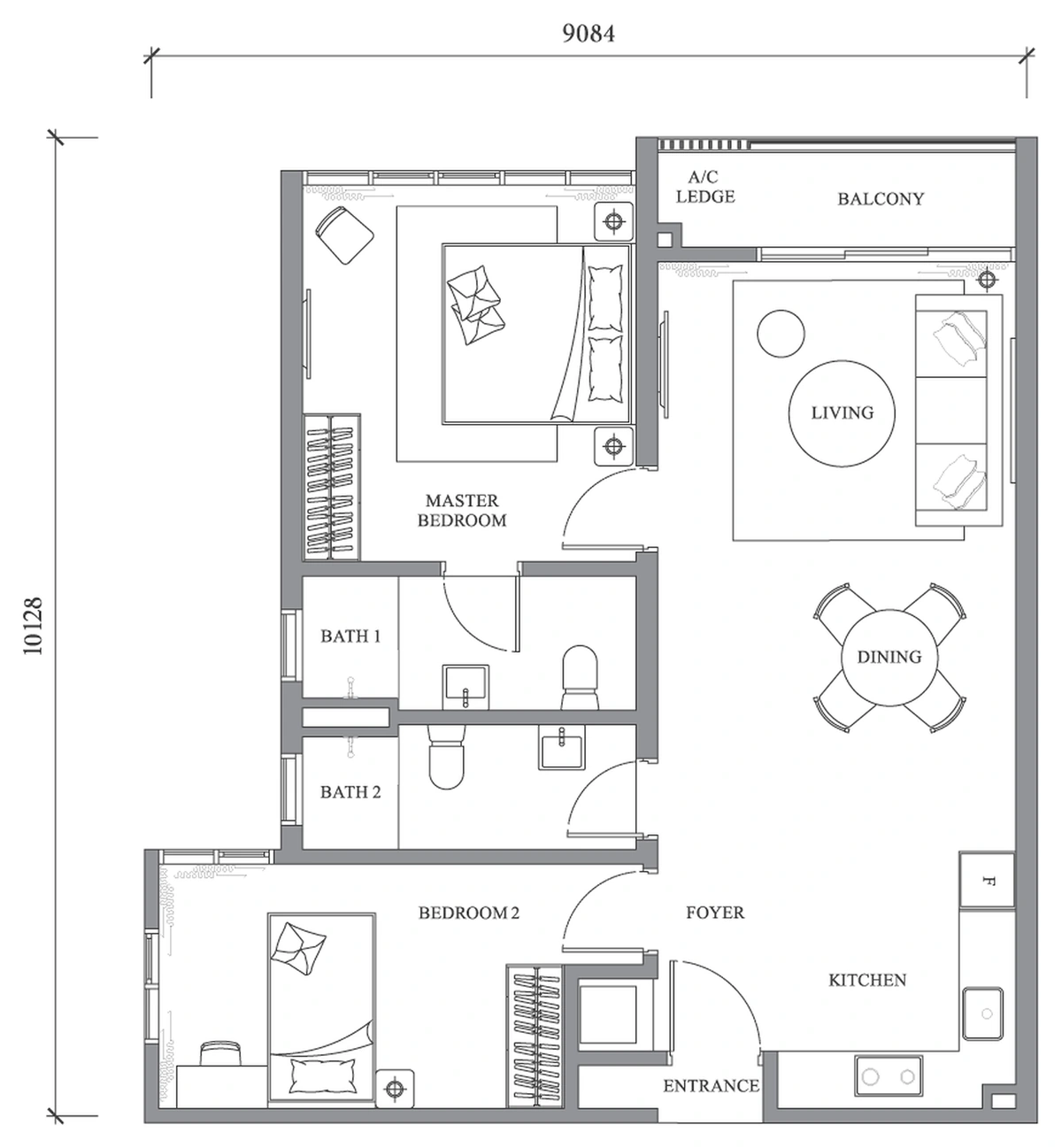 【2026年完成予定】River Park Bangsar South (リバー・パーク・バンサー・サウス) TYPE A4 間取り図 / Floor plan