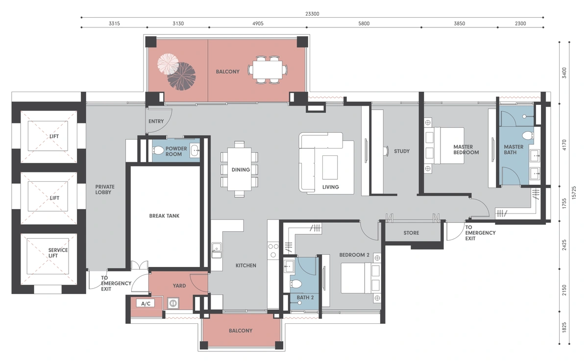 Park Regent @ Desa Parkcity（パークリージェント @ デサパークシティ） C3 間取り図 / Floor plan