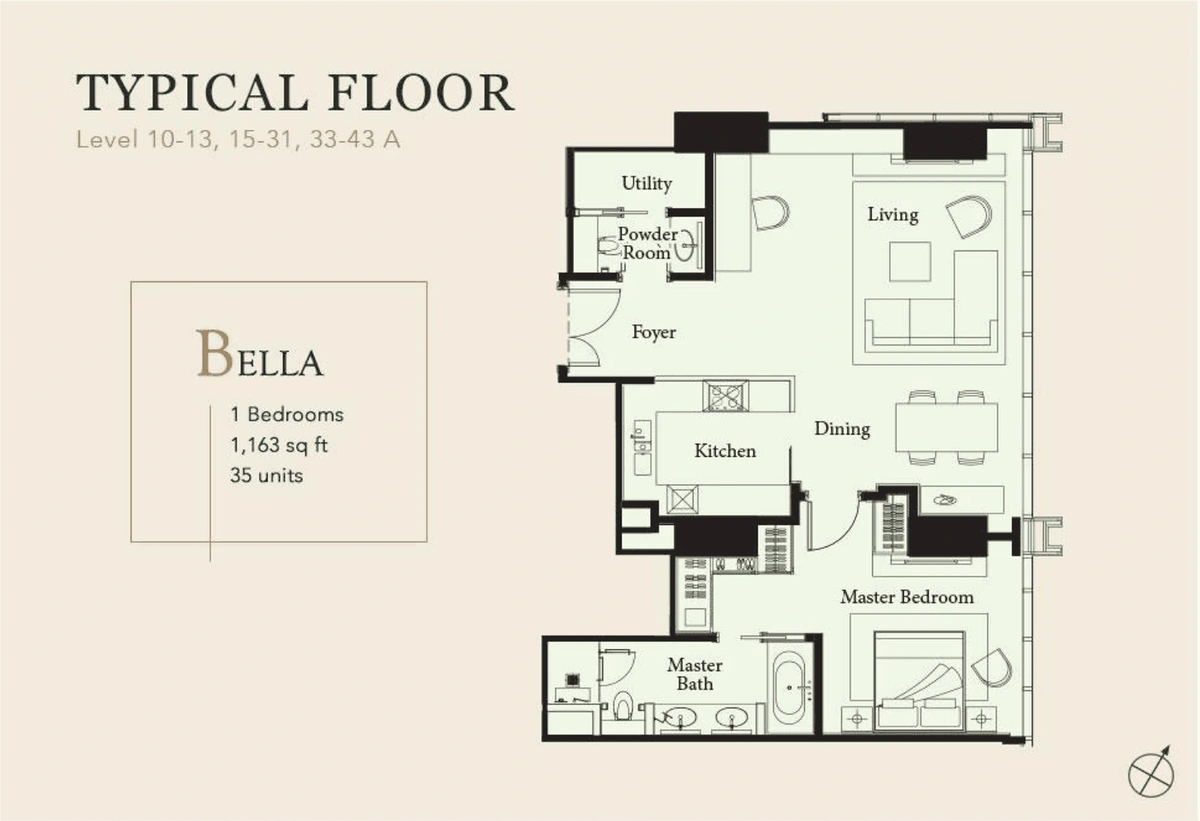 THE RITZ-CARLTON RESIDENCES (ザ・リッツ・カールトン・レジデンス) Type B - Bella 間取り図 / Floor plan