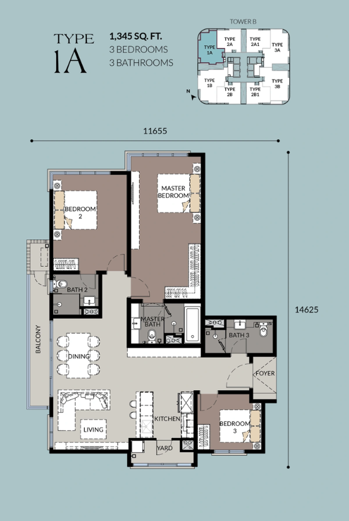 【2028年完成予定】Talisa II @ Bangsar Hill Park (タリサ ツー @バンサーヒルパーク) TYPE 1A 間取り図 / Floor plan
