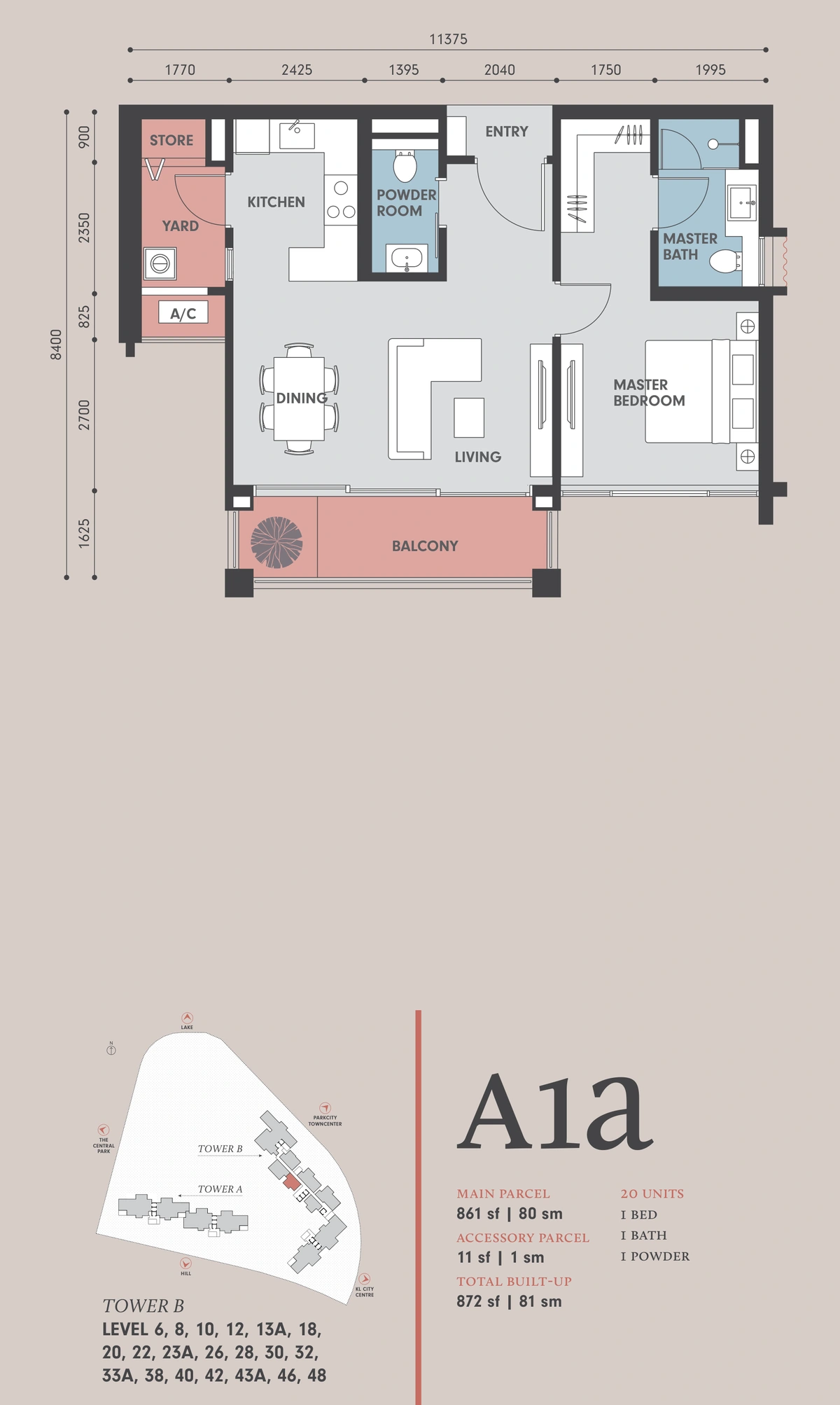 Park Regent @ Desa Parkcity（パークリージェント @ デサパークシティ） A1a 間取り図 / Floor plan