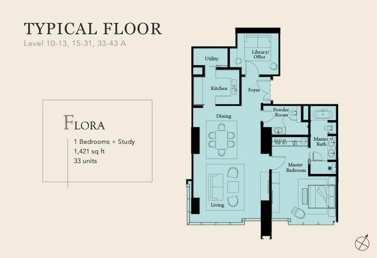THE RITZ-CARLTON RESIDENCES (ザ・リッツ・カールトン・レジデンス) Type F - Flora 間取り図 / Floor plan