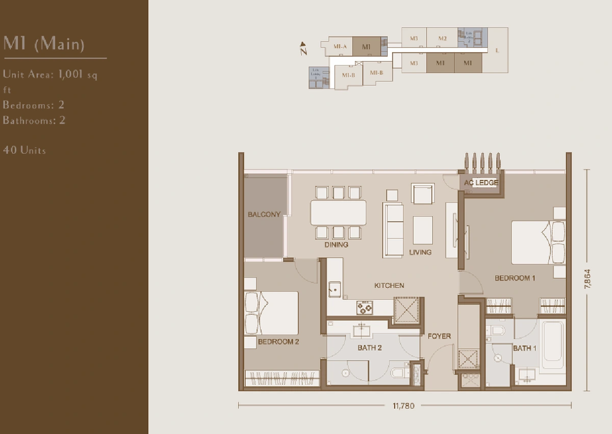 【2027年完成予定】One Eleven Menerung (ワン イレブン メネルン) TYPE M1 間取り図 / Floor plan