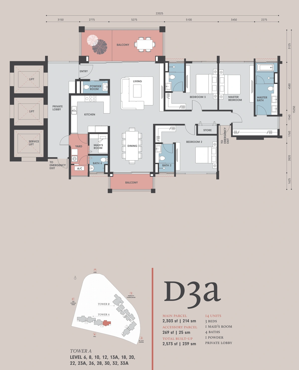 Park Regent @ Desa Parkcity（パークリージェント @ デサパークシティ） D3a 間取り図 / Floor plan