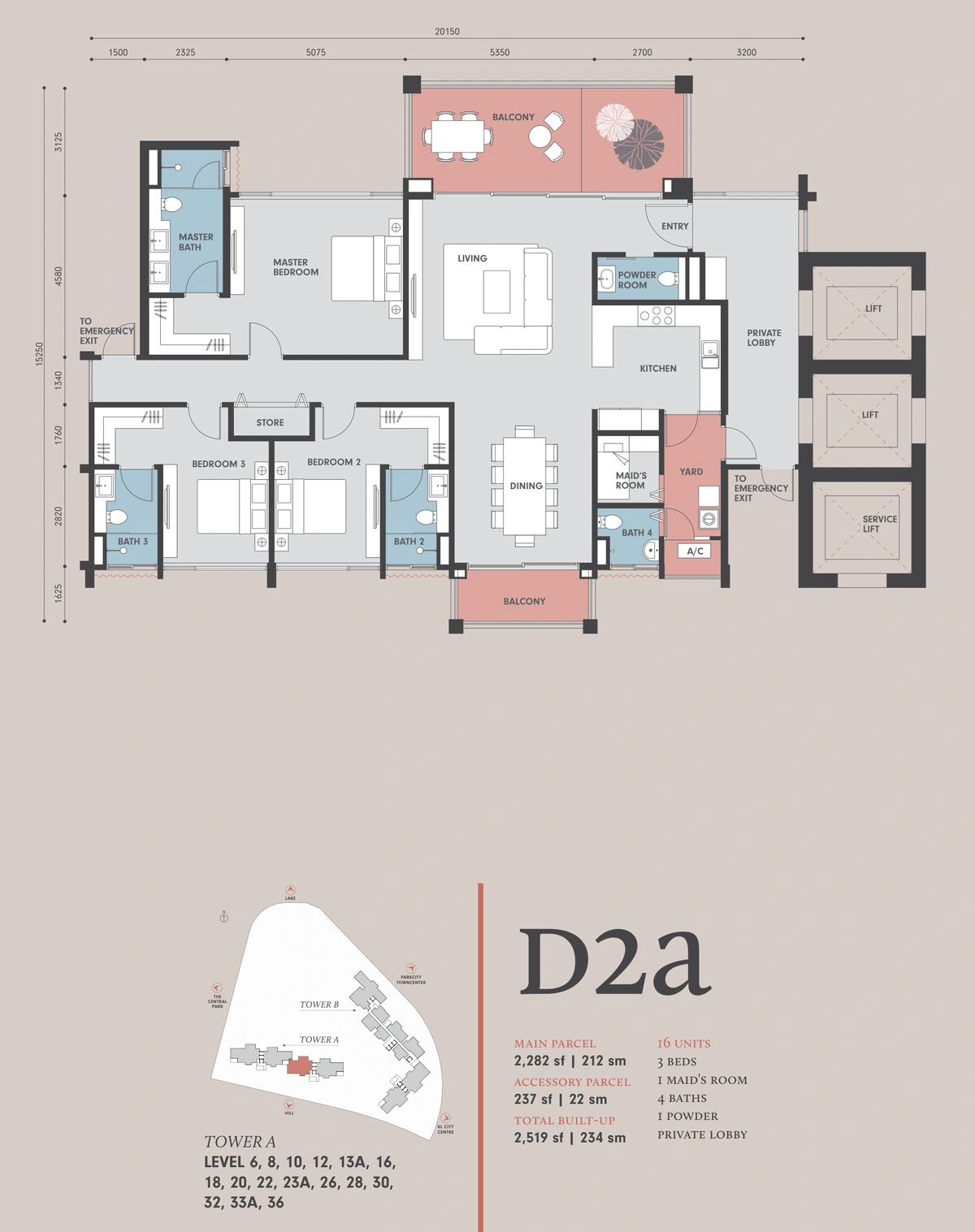 Park Regent @ Desa Parkcity（パークリージェント @ デサパークシティ） D2a 間取り図 / Floor plan