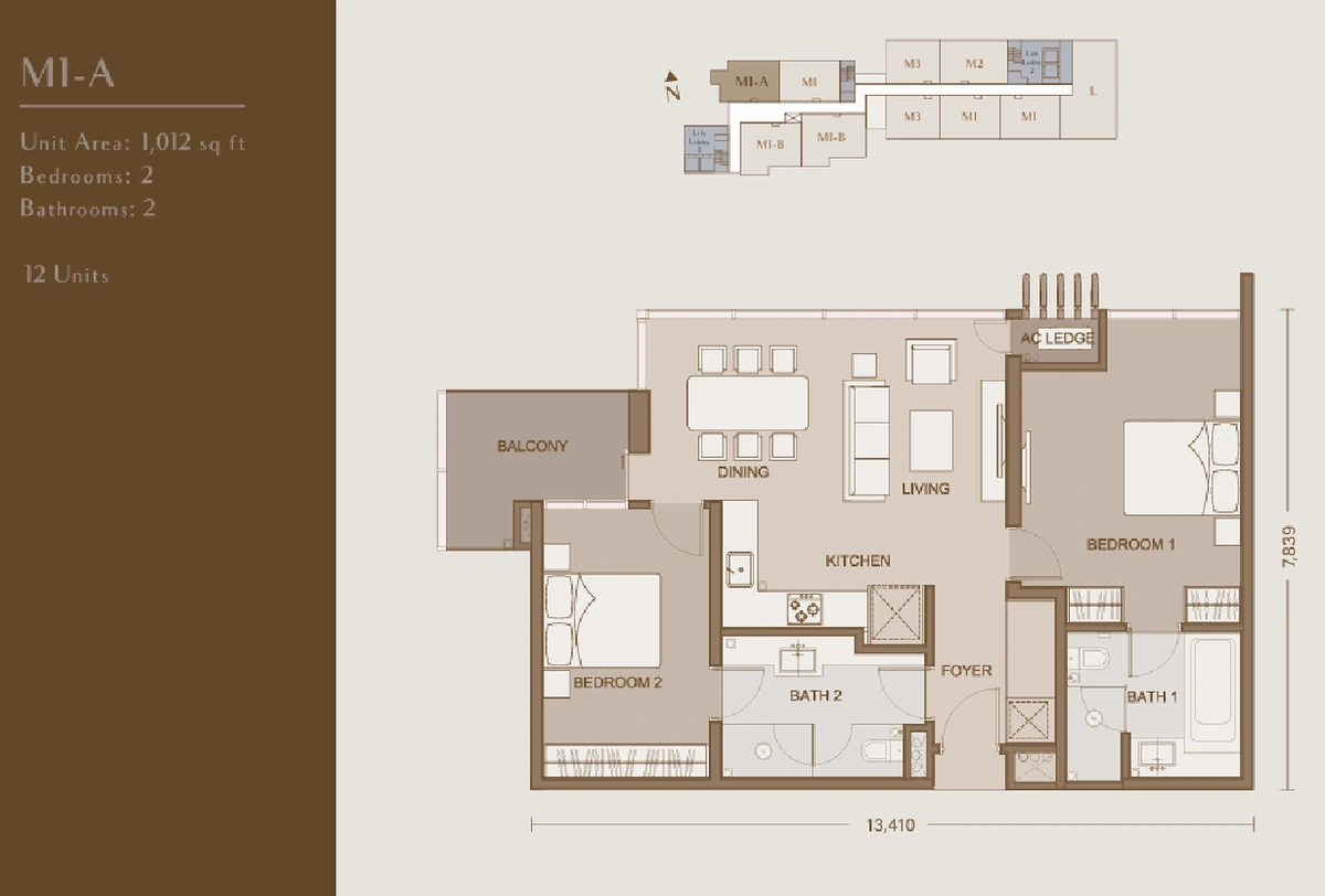 【2027年完成予定】One Eleven Menerung (ワン イレブン メネルン) TYPE M1-A 間取り図 / Floor plan