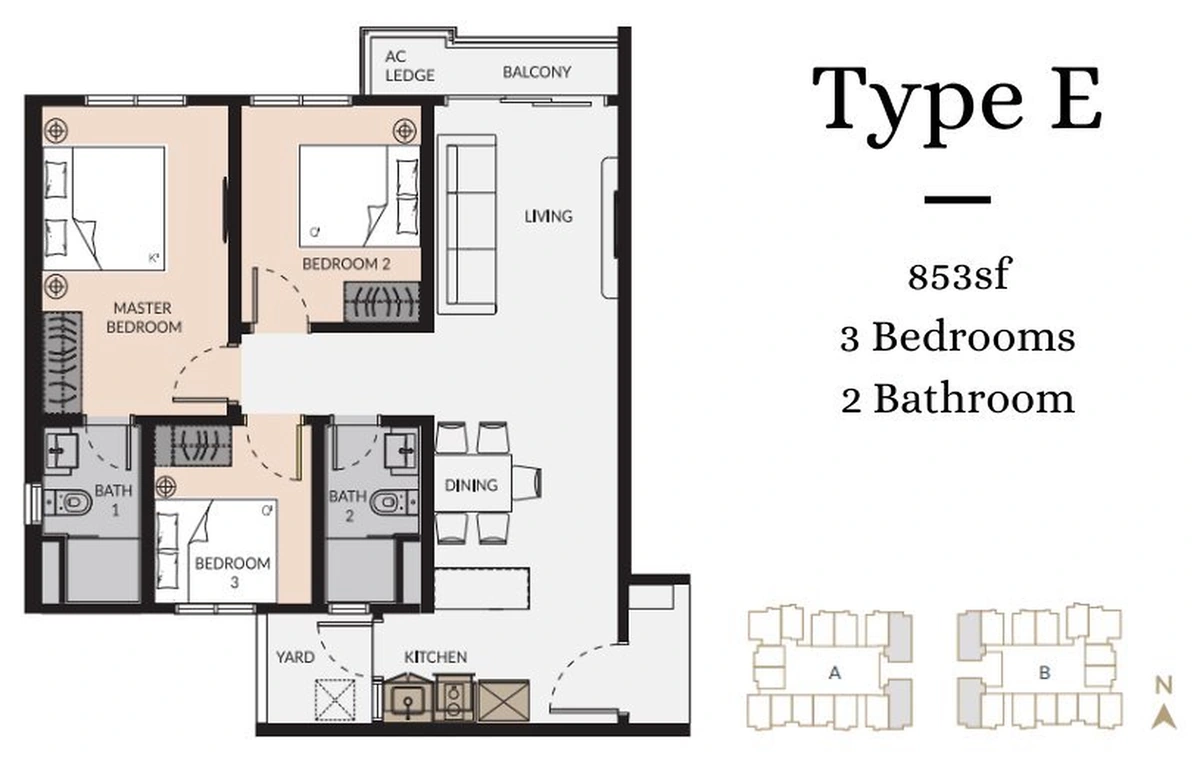 Laurel Residence (ローレル・レジデンス) Type E 間取り図 / Floor plan