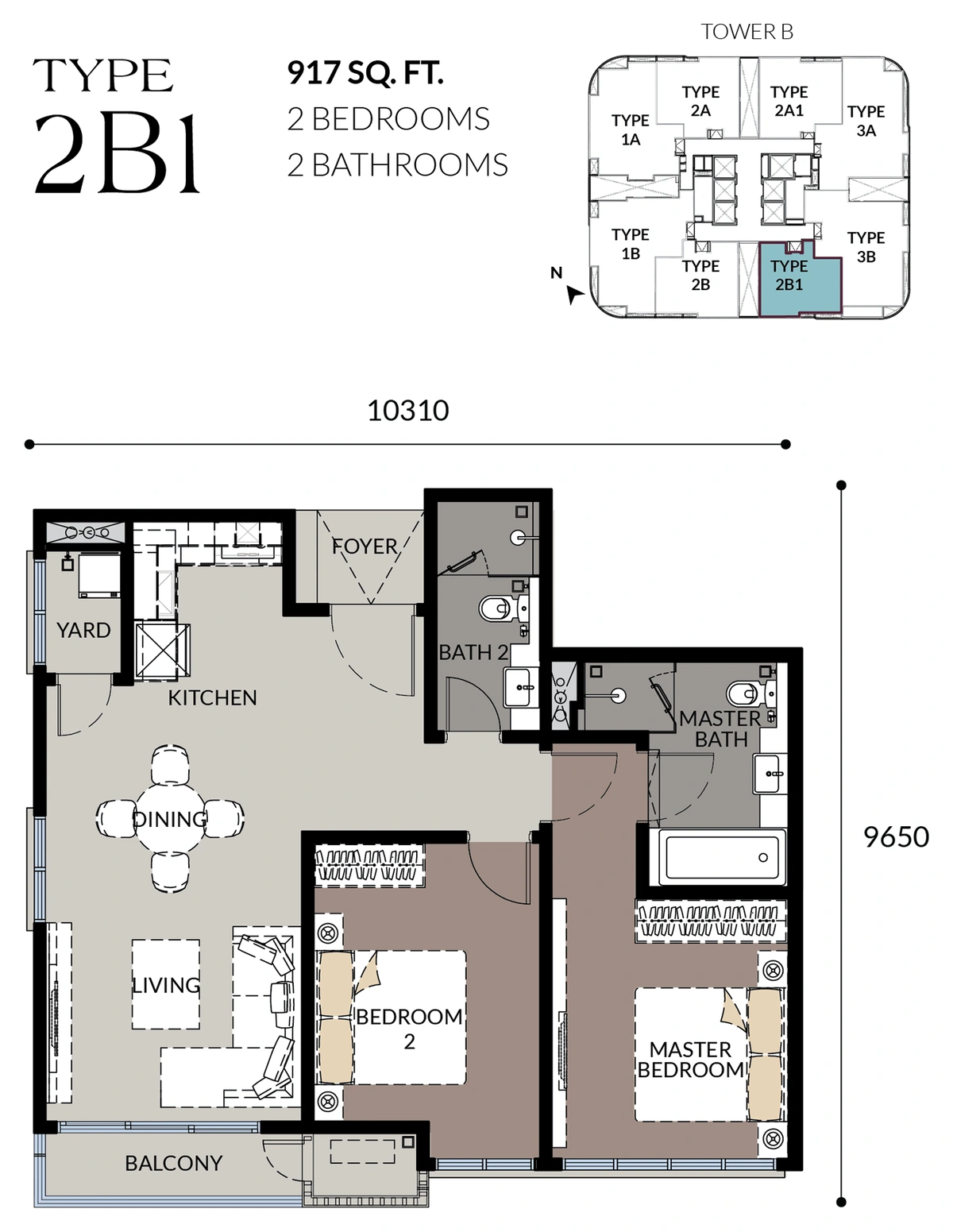 【2028年完成予定】Talisa II @ Bangsar Hill Park (タリサ ツー @バンサーヒルパーク) TYPE 2B1 間取り図 / Floor plan